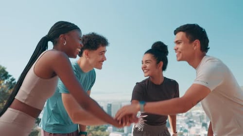 Happy Friends Celebrating Success in City