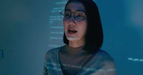 Asia female software developer mentor leader manager talk strategy plan to executive write prompt.