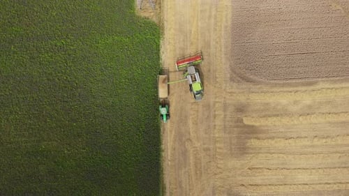Aerial View of Harvesting in Action