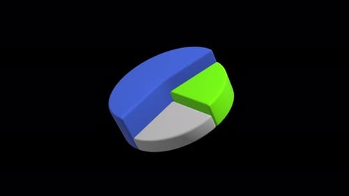 Blaues grünes Kreisdiagramm, Geschäftsstatistik-Präsentation, 3D-Animation