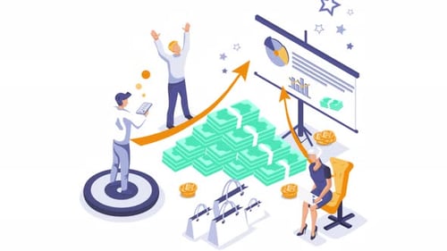 Isometric Business Growth Illustration With People And Money