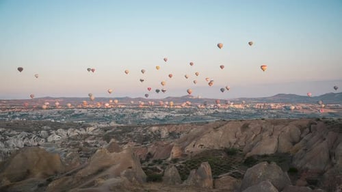 Hot Air Balloons at Sunrise in Cappadocia, Turkey