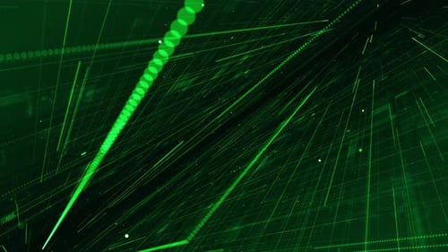 Green digital line and grid data matrix simulation perspective technology abstract background