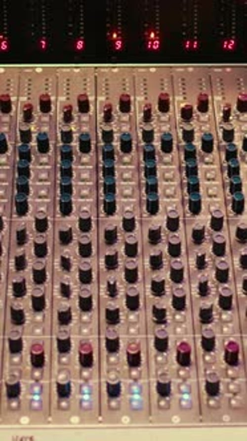 Vertical Video Empty Professional Studio with Control Desk Mixer and Pre Amp Knobs