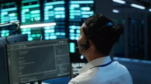 Server Hub IT Professional Talking in Microphone with System Administrators