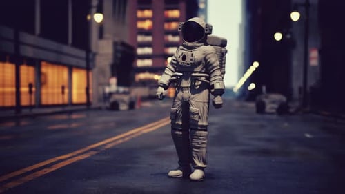 Lonely Astronaut in Deserted City