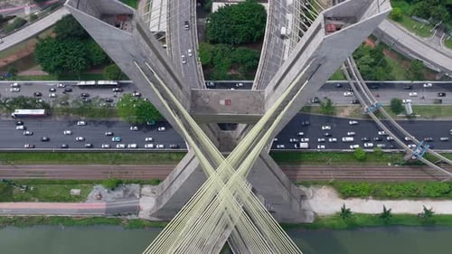 4K Aerial Image From The Top Of A Bridge, Revealing The Skyline Of The Capital's Buildings