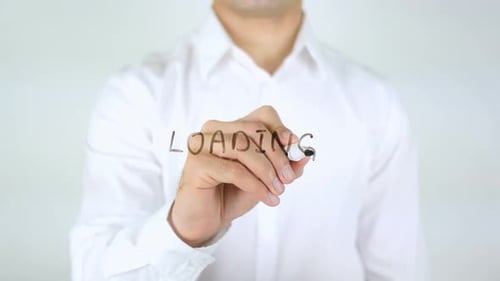Hand Writes 'Loading' with Black Marker
