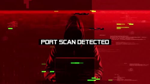 Port Scan Detected Warning Text On No Signal Background