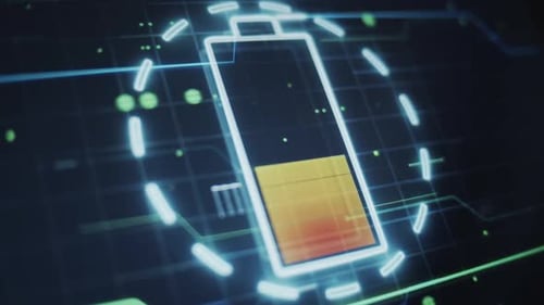 Futuristic Digital Battery Charging Interface Animation
