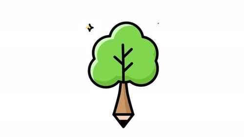 Green tree sprouting from pencil tip