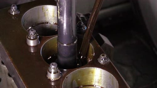 Engine block cylinder slomo