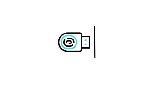 Minimalist USB Fingerprint Authentication Line Icon Animation