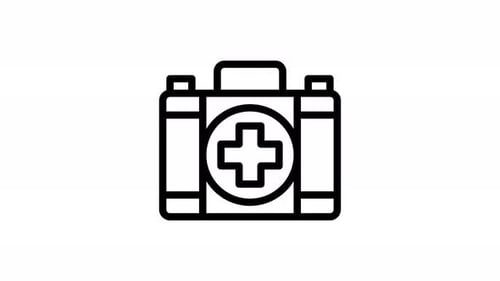 Animated First Aid Kit Line Icon Reveal
