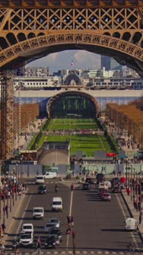 Vertical Footage for Story and Reel of Eiffel Tower The Famous Paris Eiffel Tower in France Time