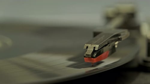 Record Player Needle on Spinning Vinyl