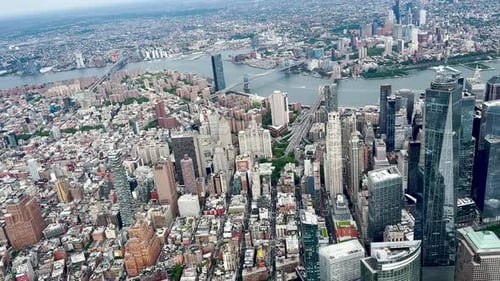Manhattan and Brooklyn seen from a helicopter, New York City, United States
