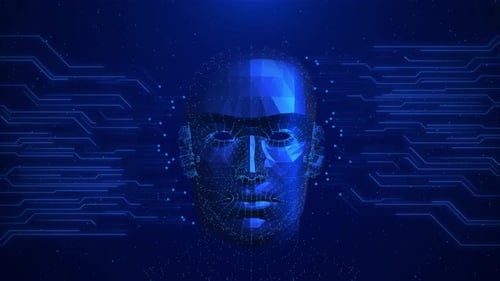 Human Head Brain Network AI Artificial Intelligence Deep Learning Concept Robot Face Virtual Human