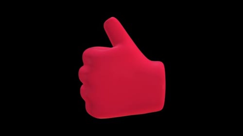 Rotating Red 3D Thumbs Up Hand Icon Animation