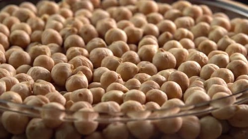 Close Up View of Raw Beige Chickpeas