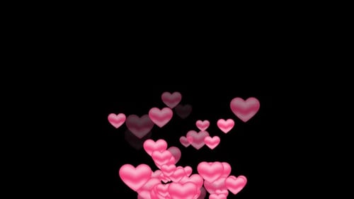 Glossy Pink Hearts Emerge and Float Upwards