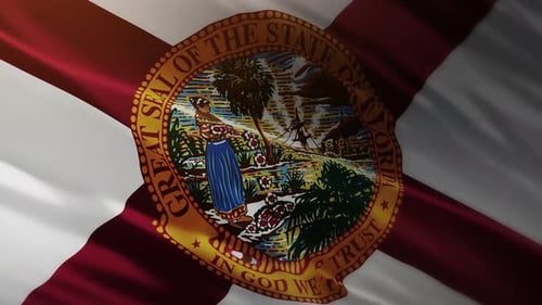 Waving Florida State Flag with Official Great Seal