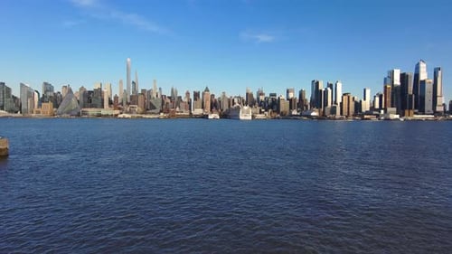 New York City Skyline with dramatic clouds Famous Landmark. Shot in New York City