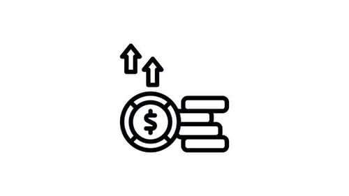 Financial Growth Line Icon Animation with Rising Arrows