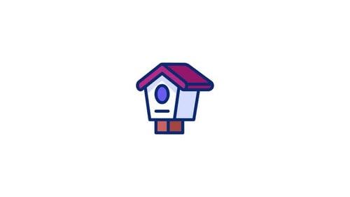 Wobbly Animated Birdhouse Icon with Bouncy Cartoon Motion
