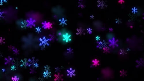 Multicolored Snowflake Particles Background V3