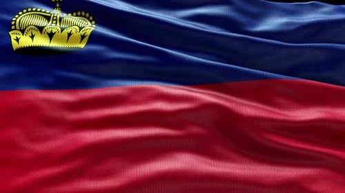 Waving Liechtenstein Flag with Realistic Fabric Movement