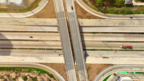 A highway interchange roads, Aerial view from drone