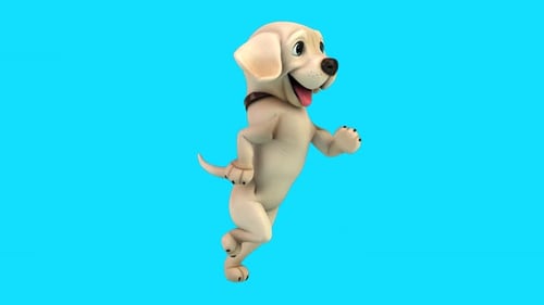 Fun 3D cartoon dog running (with alpha channel)