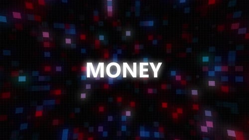 Futuristic Grid of Glowing Squares Text Reveal Background