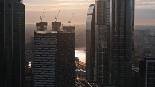 Aerial View of Skyscrapers Moscow City and Business District