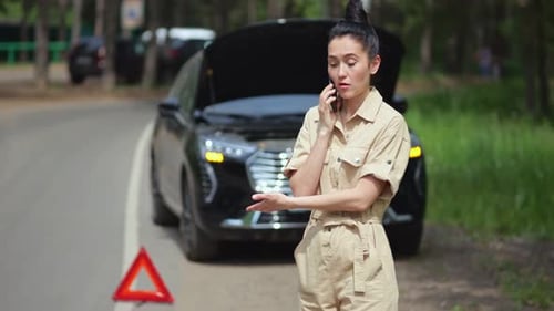 Woman Calls Car Service to Fix Broken Engine on Roadside