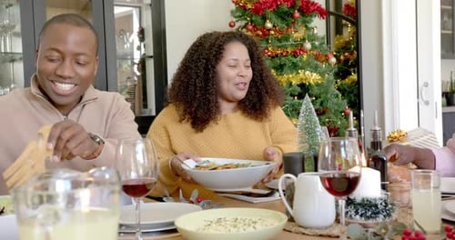 Family and Friends Gather for Christmas Meal