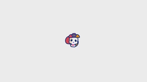 Colorful Animated Sugar Skull Icon for Día de los Muertos