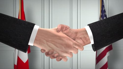Corporate Handshake Animation with Diplomatic Background