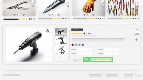 Hardware website animation. E-commerce and shopping products. Repair tools sales webpage.