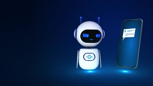 Modern 3D Robot Chatbot Communicating with Smartphone