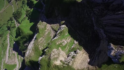 Cinematic Aerial View of Mountain Peak Landscape Scenery