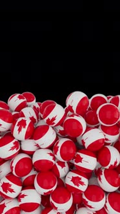 Falling Canadian Flag Spheres Animation