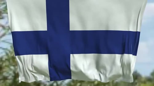 Finland National Flag Waving in Realistic Style