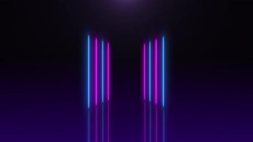 Abstract Square Neon Loop Tunnel with Reflection Floor