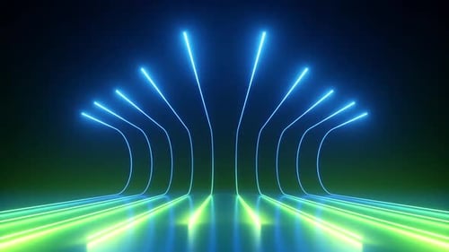 Futuristic neon stage with dynamic lighting effects video