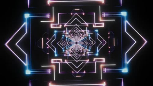 Abstract Neon Geometric Tunnel Loop Background Animation