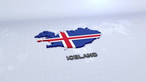 3D Iceland Map with Flag Reveal and Seamless Rotation