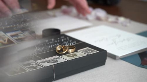 Wedding Rings, Invitation, and Petals