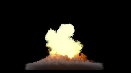 Vue frontale de la grande explosion sur fond transparent